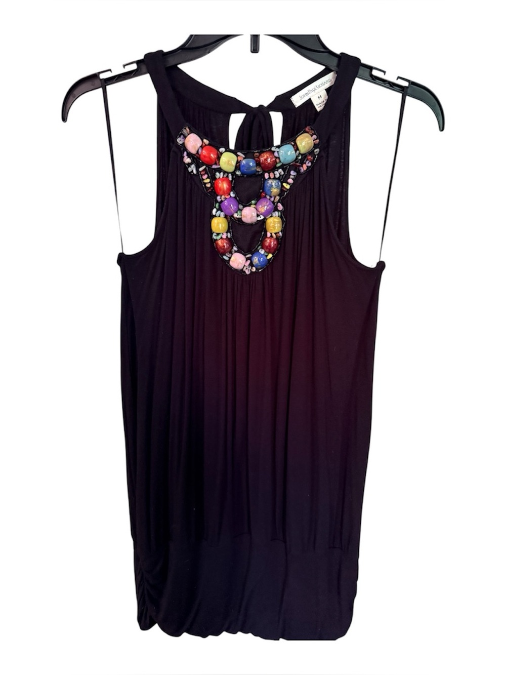 JohnPaulRichard sleeveless Black Beaded Necklace Halter Top Sz. M